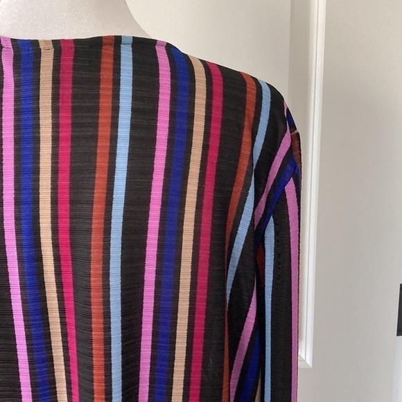 Dana Buchman XXL blouse v-neck stripes purple black pink blue colorful - Picture 7 of 10